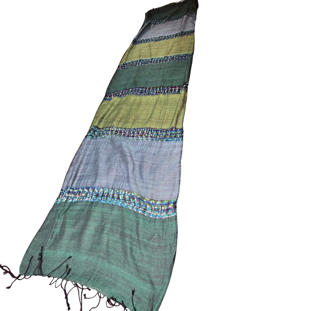 Scarf Belt Shawl Sash Table Runner Bandana Beach Cover Up Green 70"x18" VTG